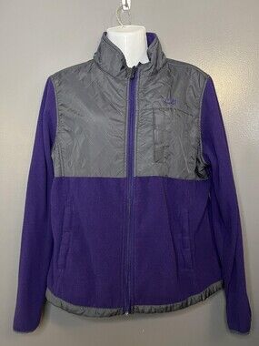 CB Sports Jacket Womens Large Purple Gray Fleece Quilted Full Zip Outdoor